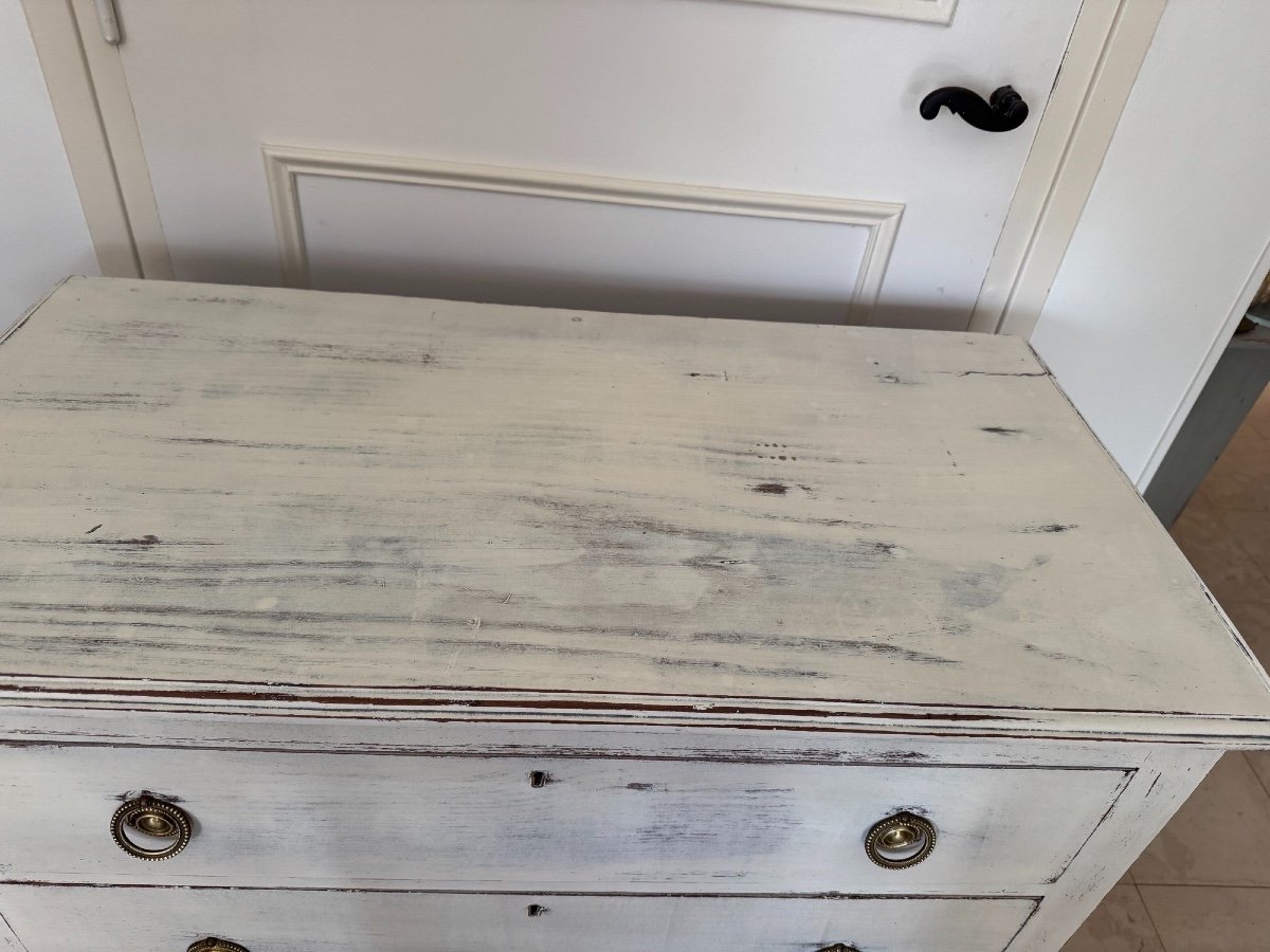 Old Small Mountain Chest Of Drawers In Repainted Pine, 19th Century, Small Format-photo-4