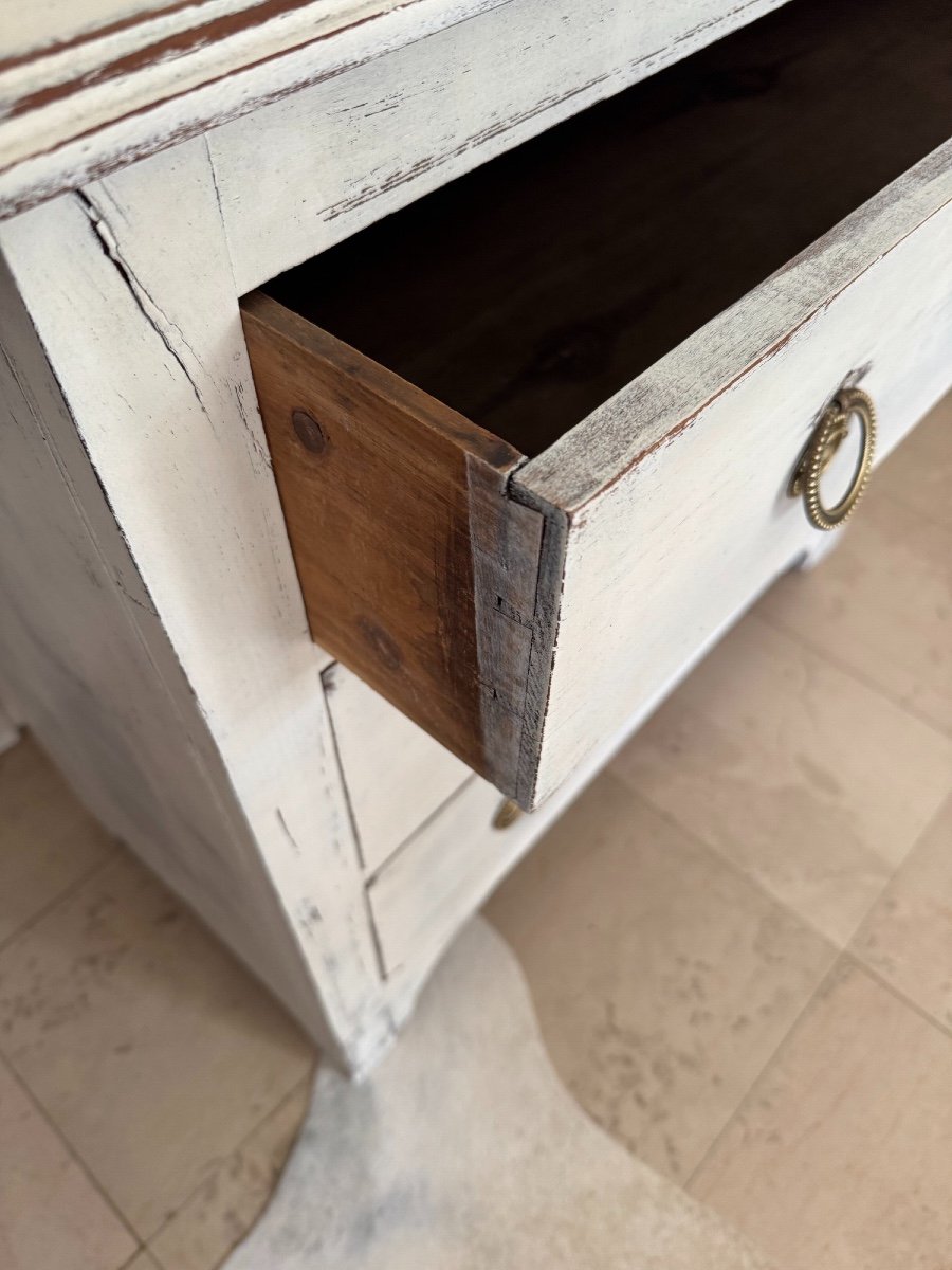 Old Small Mountain Chest Of Drawers In Repainted Pine, 19th Century, Small Format-photo-5