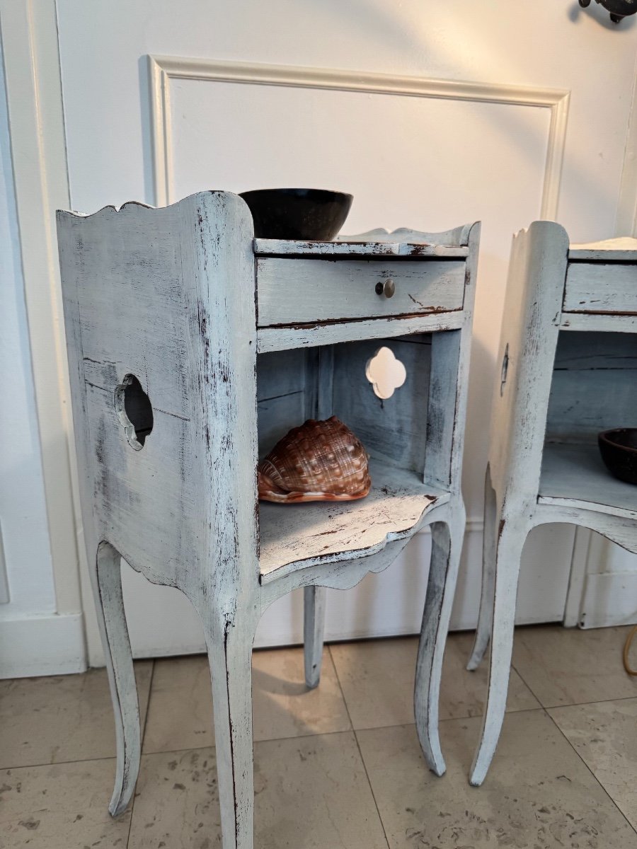 Antique Pair Of Bedside Tables In Patinated Oak, Early 20th Century -photo-3