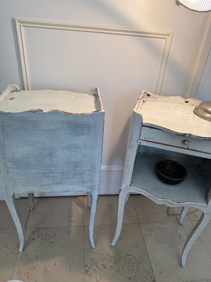 Antique Pair Of Bedside Tables In Patinated Oak, Early 20th Century -photo-6