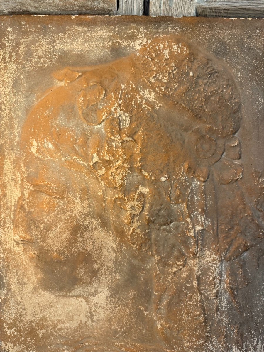 Ancien Bas Relief En Terre Cuite , Profil Dame Au Bonnet , Fin XIX Début XX Eme Siècle Patine-photo-5