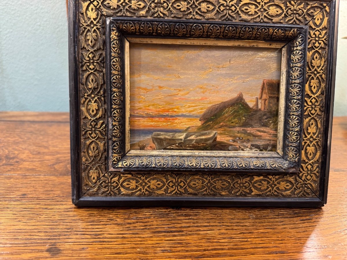 Old And Small Marine Painting Oil On Panel 19th Century Hsp -photo-7