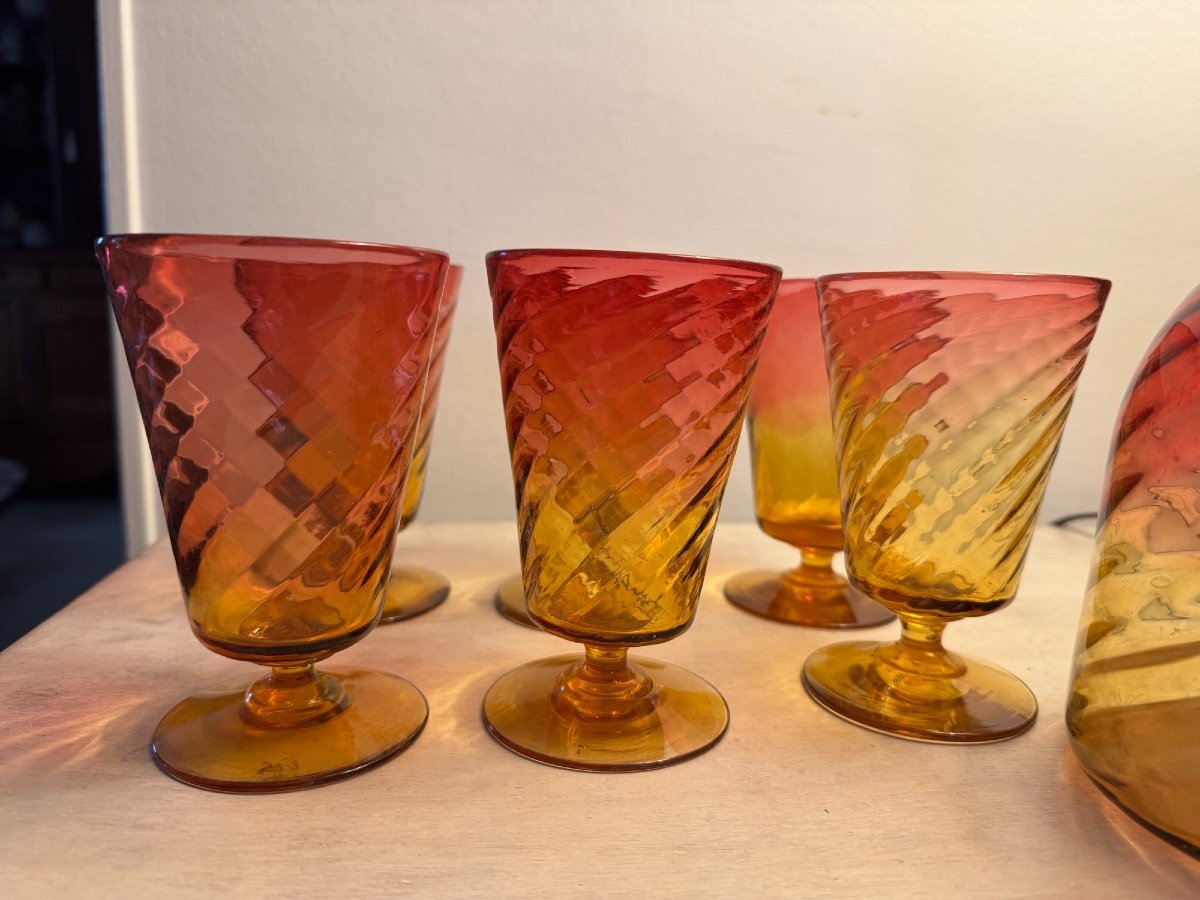 Old Orangeade Service In Gradient Glass In The Taste Of Baccarat Bamboo-photo-2