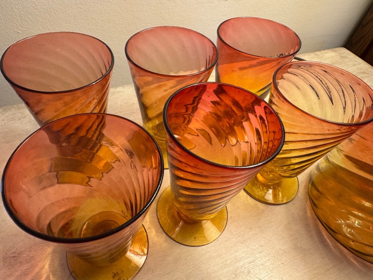 Old Orangeade Service In Gradient Glass In The Taste Of Baccarat Bamboo-photo-4