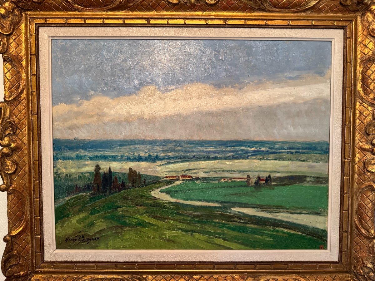 Great Old Painting: La Bresse By Henry Grosjean Oil Painting On Panel Early 20th Century-photo-2