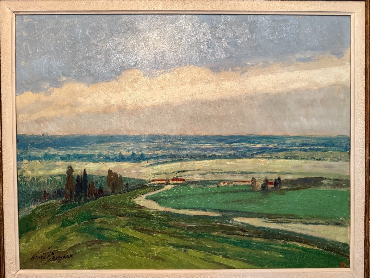 Great Old Painting: La Bresse By Henry Grosjean Oil Painting On Panel Early 20th Century-photo-4