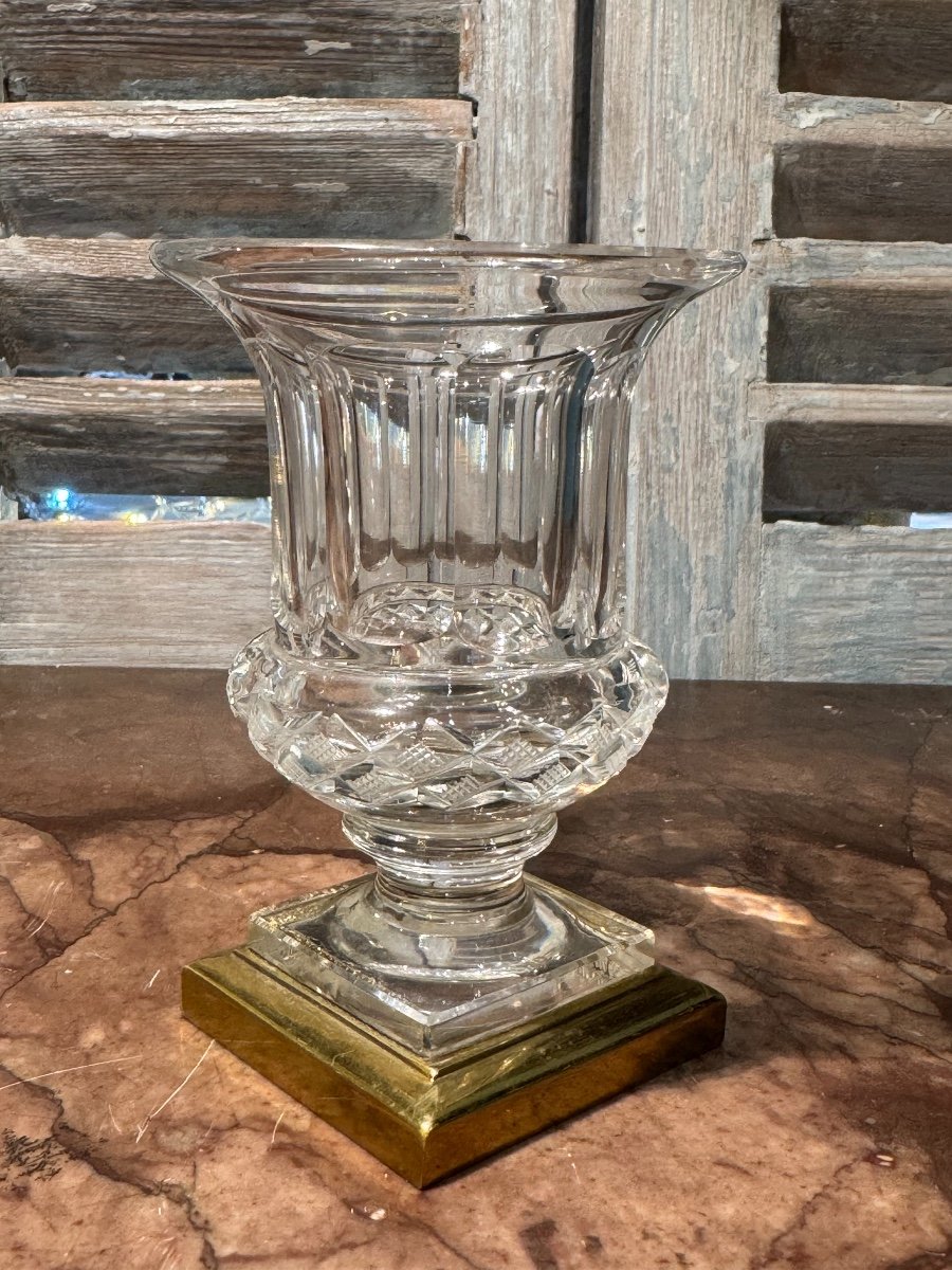 Adorable Small Medici Vase By Cristal&bronze Paris Circa 1940 Medicis Vitrine Collection -photo-2