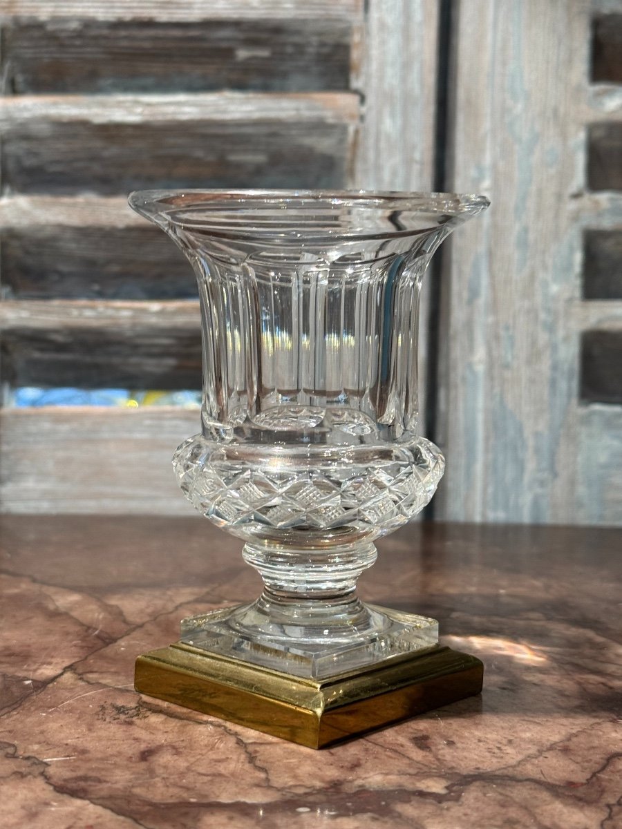 Adorable Small Medici Vase By Cristal&bronze Paris Circa 1940 Medicis Vitrine Collection -photo-3