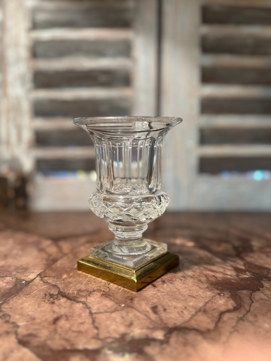 Adorable Small Medici Vase By Cristal&bronze Paris Circa 1940 Medicis Vitrine Collection -photo-5