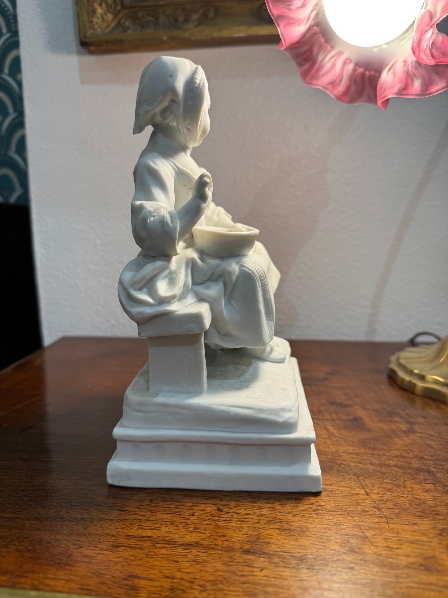 Old Porcelain Biscuit Statue, 19th Century: The Porridge Eater In The Style Of Sevres -photo-2