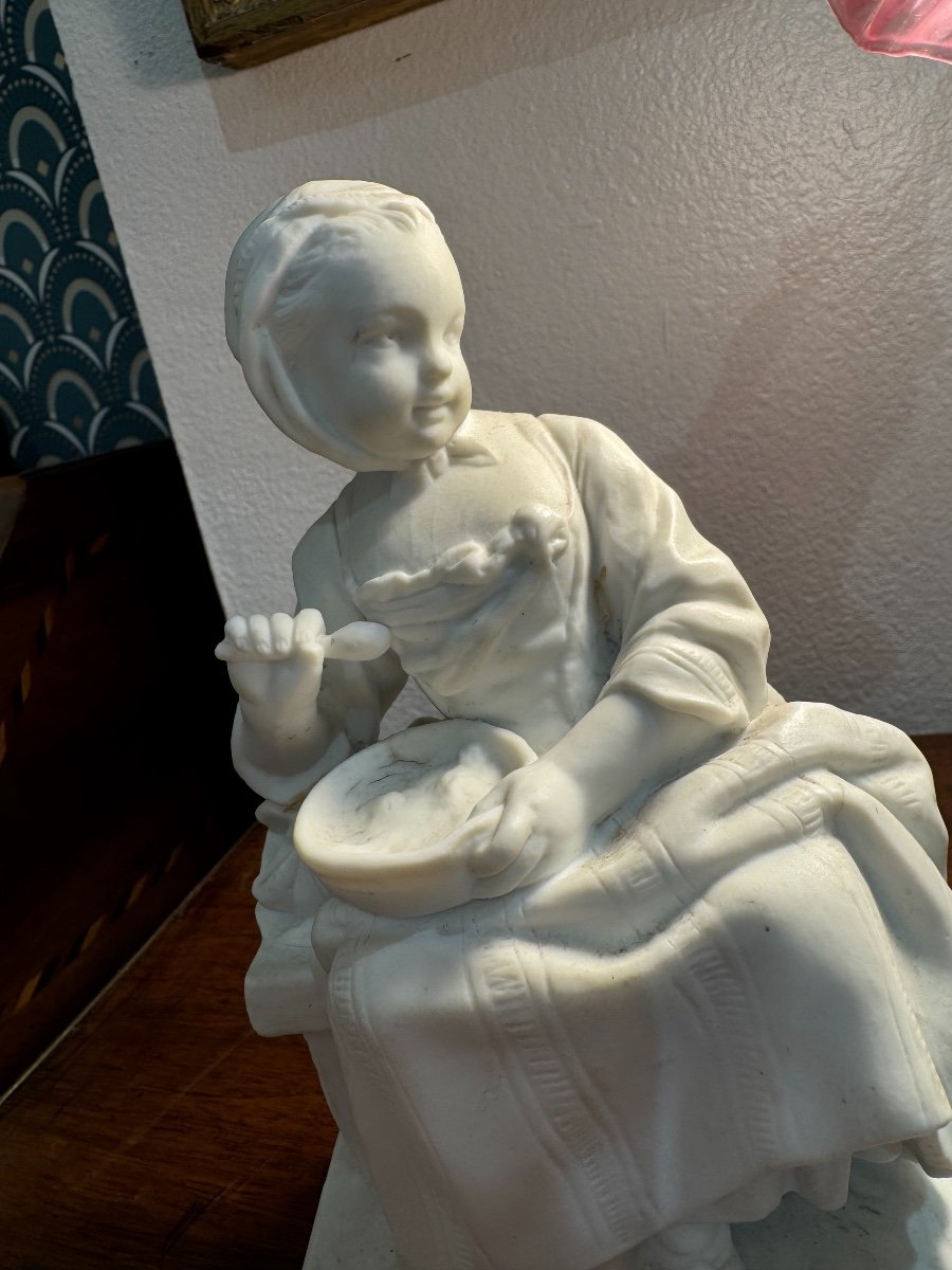 Old Porcelain Biscuit Statue, 19th Century: The Porridge Eater In The Style Of Sevres -photo-3