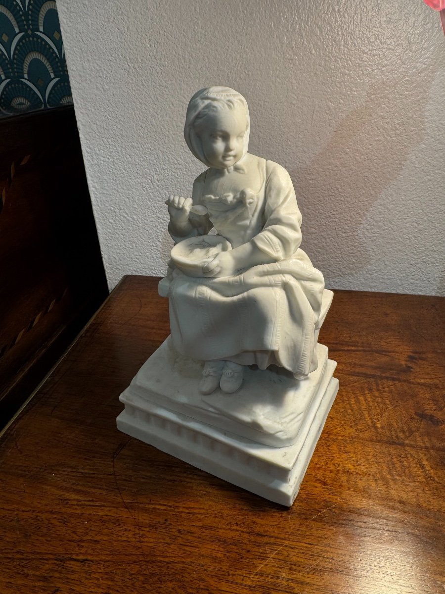 Old Porcelain Biscuit Statue, 19th Century: The Porridge Eater In The Style Of Sevres -photo-6