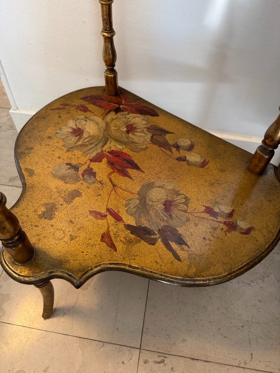 Antique Art Nouveau Side Table, Martin Varnished Side Table, Painted And Signed, Circa 1900-photo-2