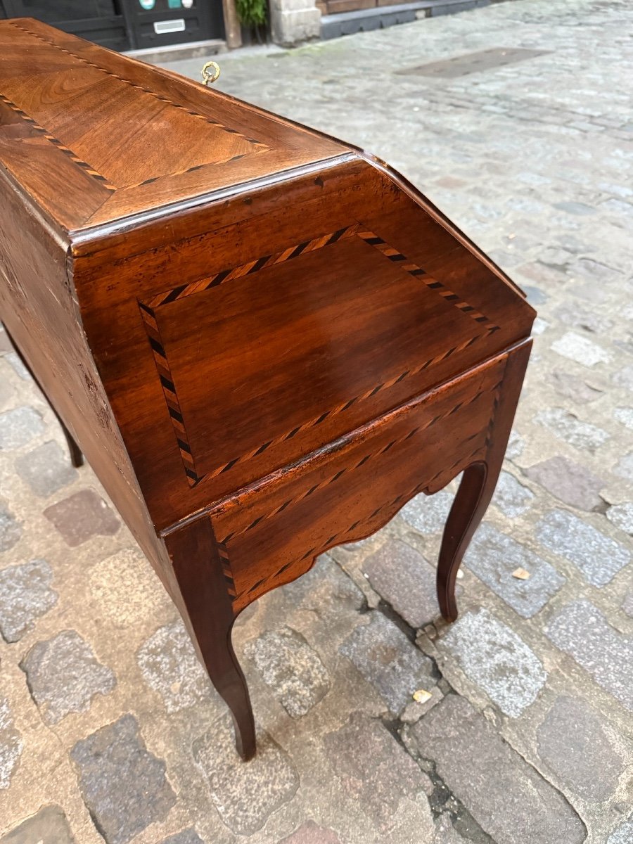 Ancien Bureau De Pente En Noyer Et Marqueterie époque Louis XV XVIII Eme Scriban, Bureau  Dame-photo-8