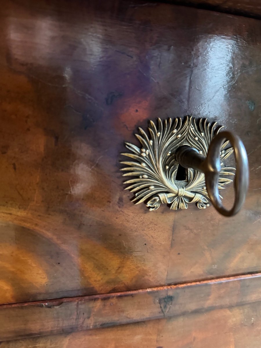 Old And Small Empire Chest Of Drawers, 19th Century, Mahogany, Marble And Quality Bronze-photo-3