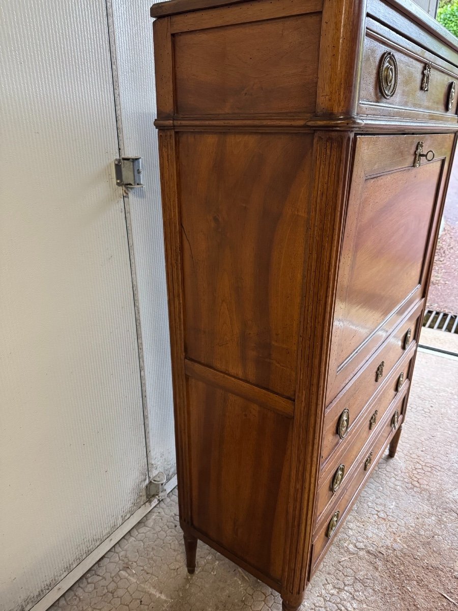 Old Louis XVI Walnut Secretary, 18th Century, Circa 1780-photo-2