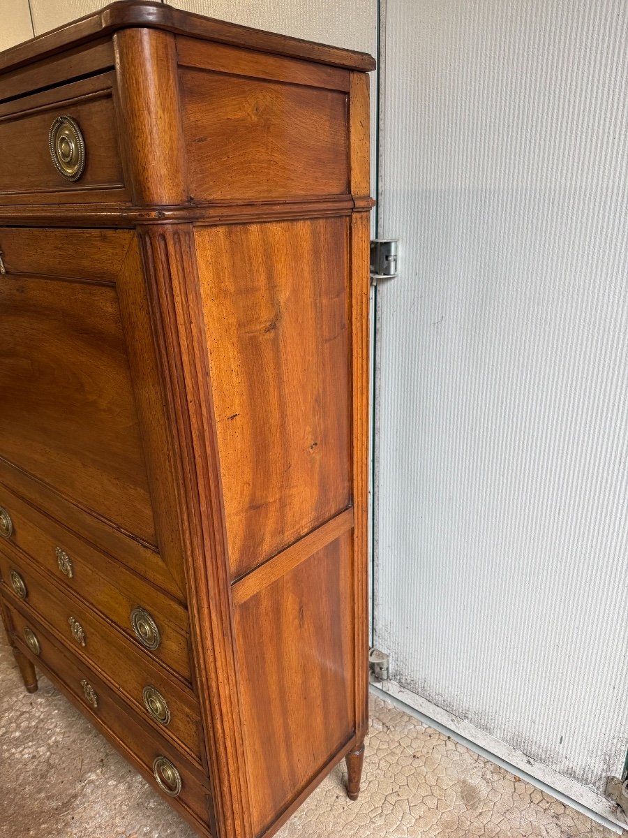 Old Louis XVI Walnut Secretary, 18th Century, Circa 1780-photo-3