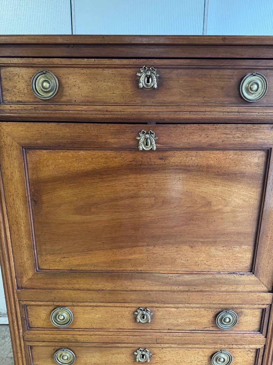 Old Louis XVI Walnut Secretary, 18th Century, Circa 1780-photo-5