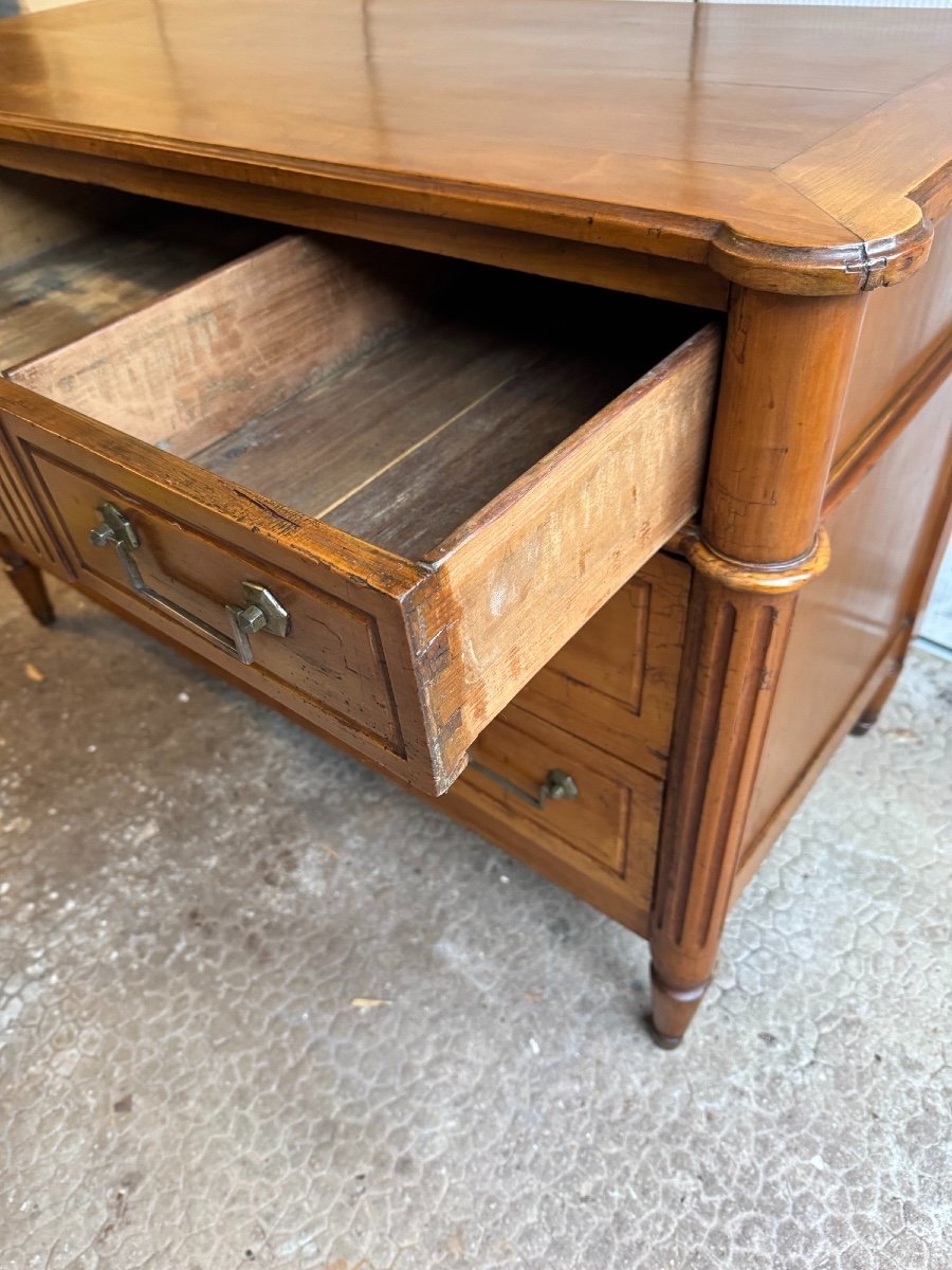 Antique 18th Century Louis XVI Period Chest Of Drawers In Blond Walnut-photo-3