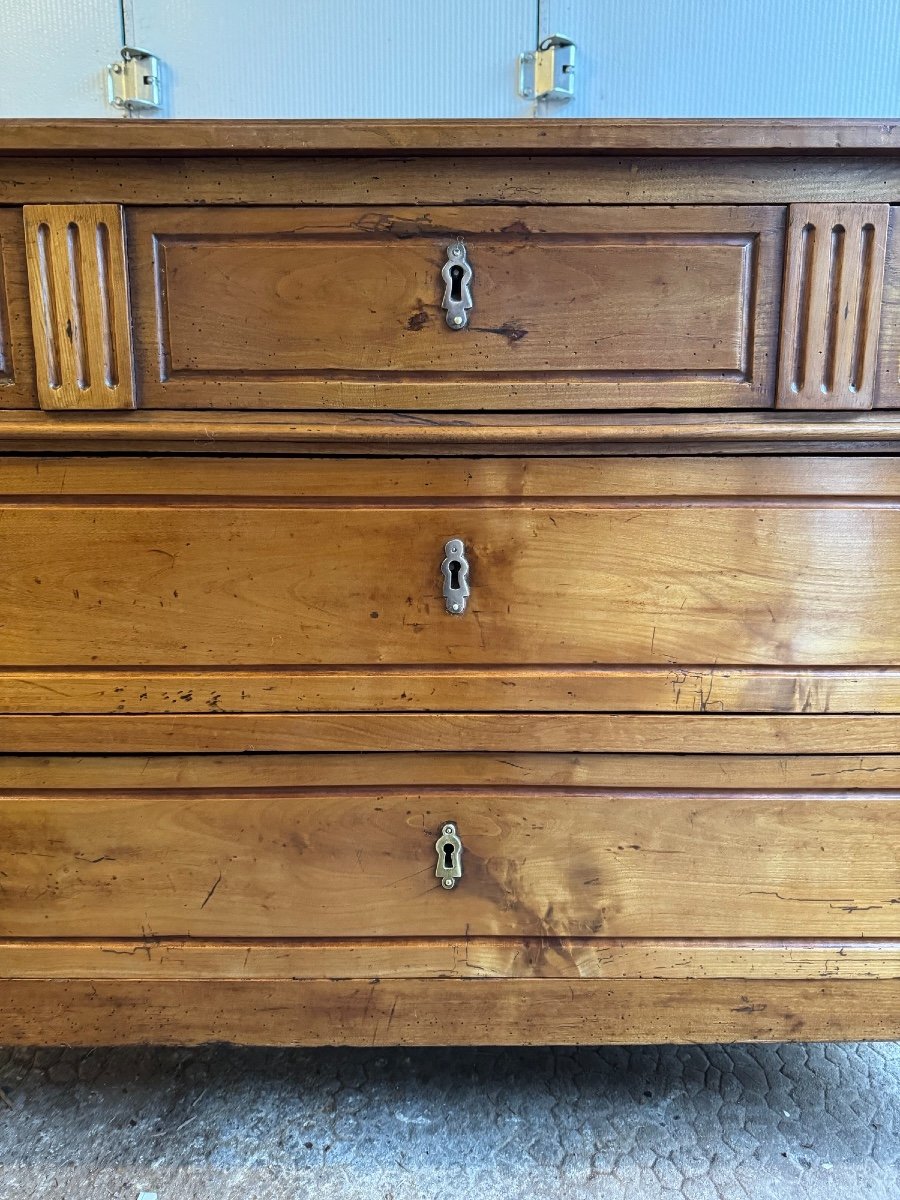 Antique 18th Century Louis XVI Period Chest Of Drawers In Blond Walnut-photo-5