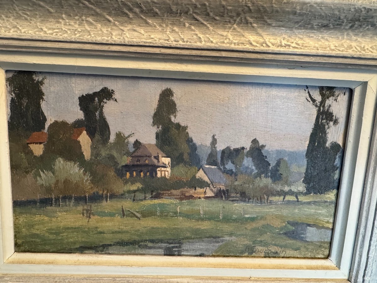 Old Small Painting By Bernard Jourdain, Rouen School Oil Panel 20th Century Impressionist-photo-1