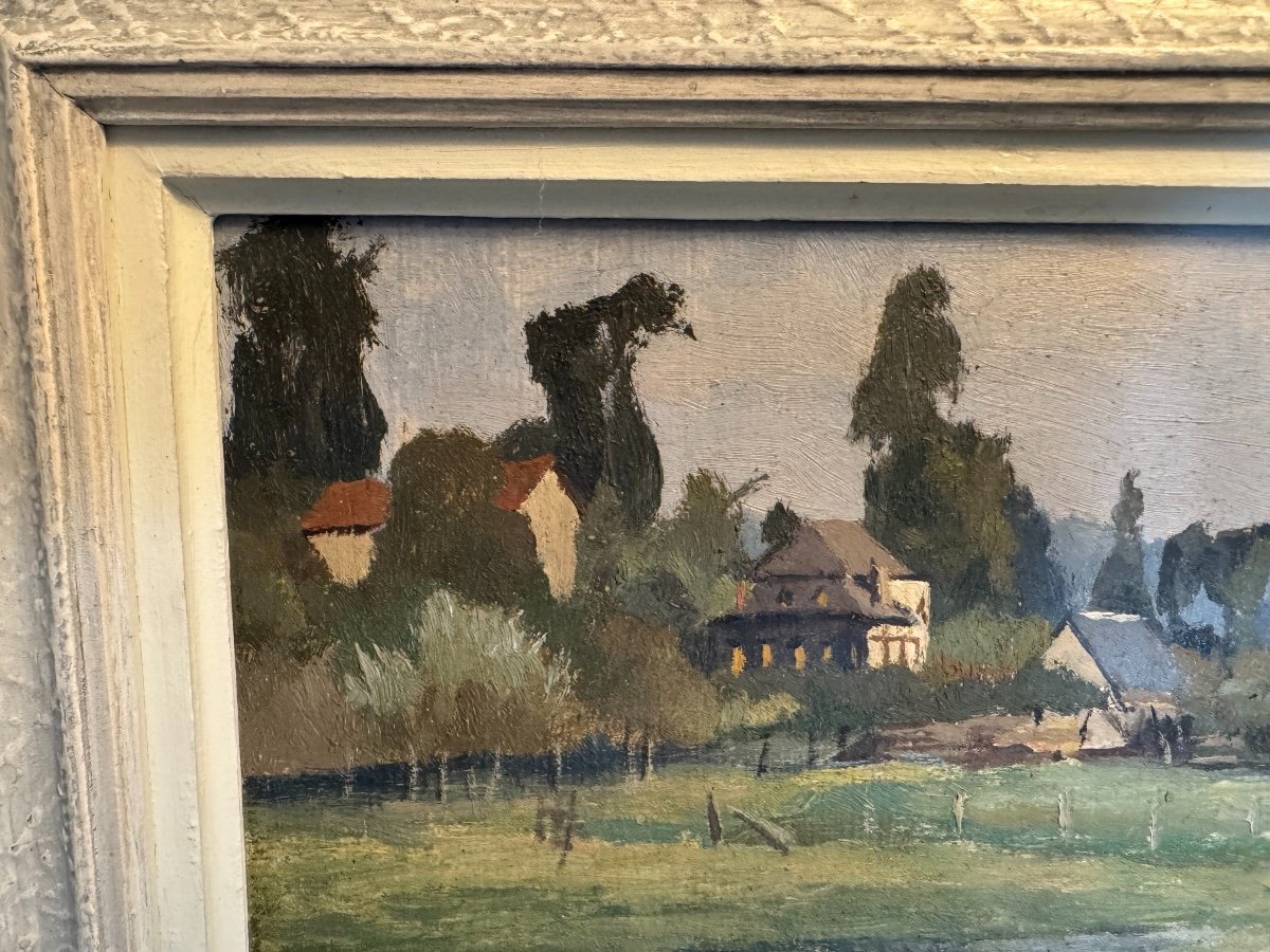 Old Small Painting By Bernard Jourdain, Rouen School Oil Panel 20th Century Impressionist-photo-3