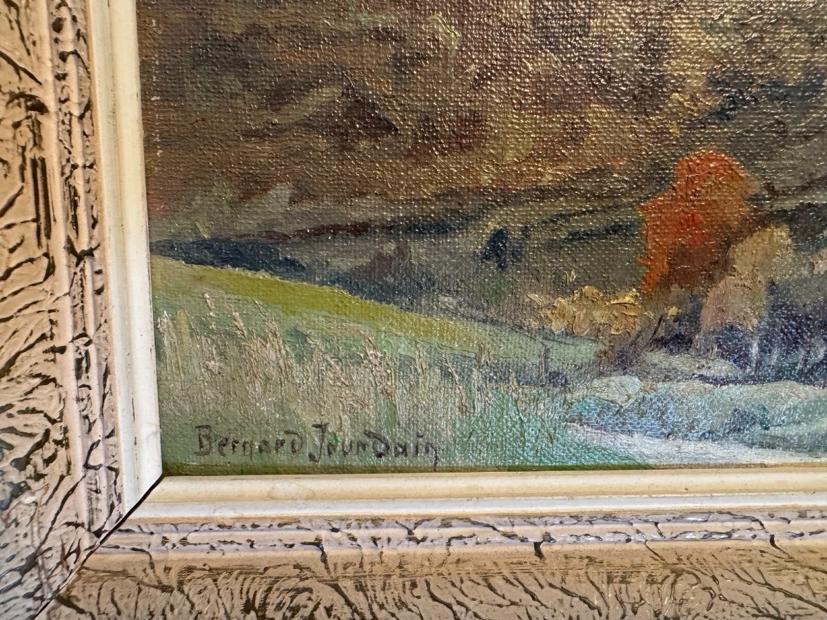 Old Small Painting By Bernard Jourdain, Rouen School Oil Canvas 20th Century Impressionist 1-photo-3