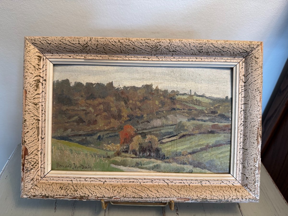 Old Small Painting By Bernard Jourdain, Rouen School Oil Canvas 20th Century Impressionist 1-photo-1