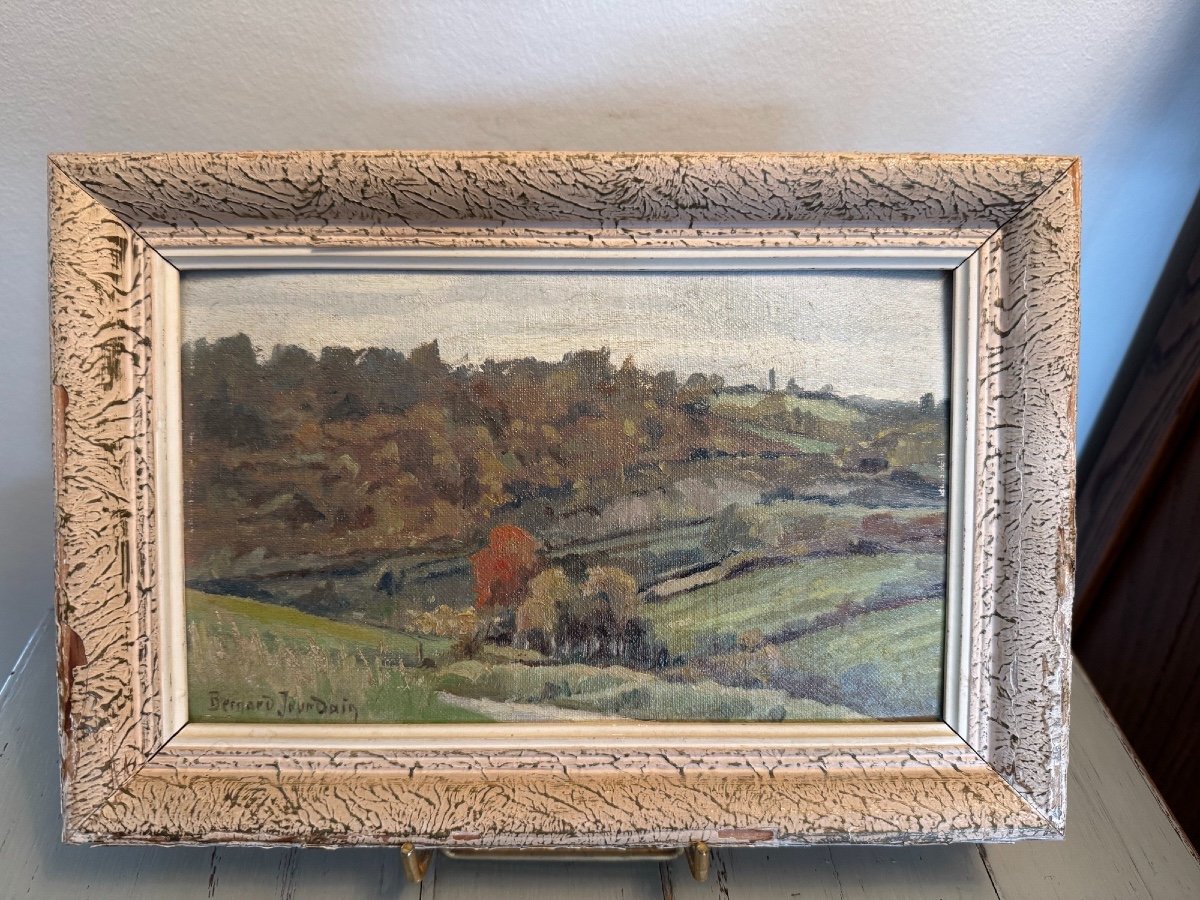 Old Small Painting By Bernard Jourdain, Rouen School Oil Canvas 20th Century Impressionist 1-photo-3