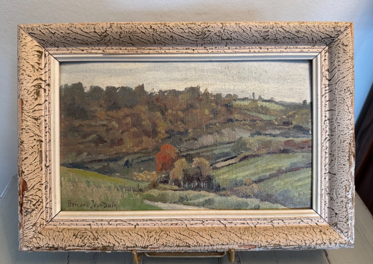 Old Small Painting By Bernard Jourdain, Rouen School Oil Canvas 20th Century Impressionist 1