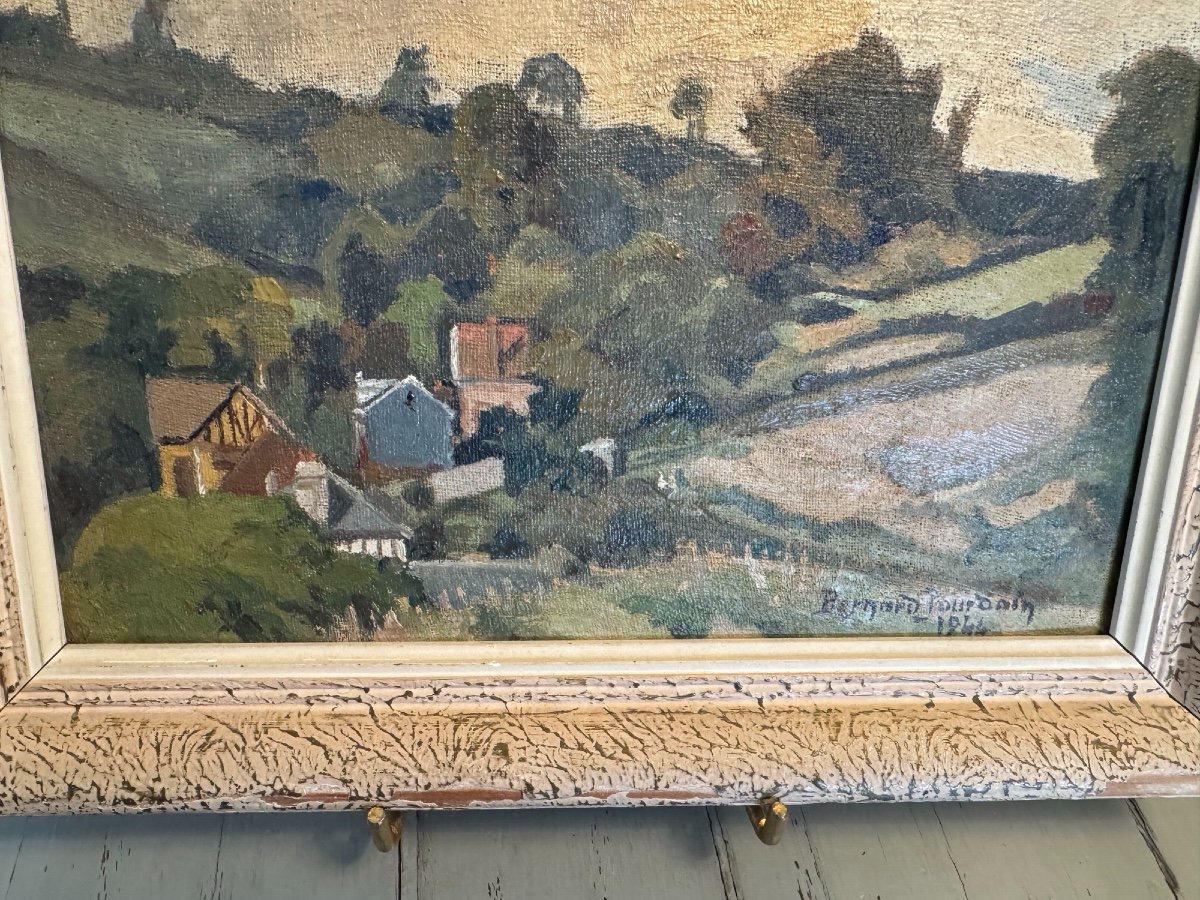 Ancien Petit Tableau Par Bernard Jourdain , école De Rouen Huile Toile XX ème Impressionniste 2-photo-4