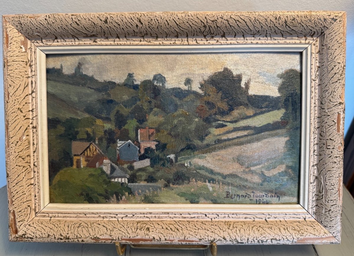 Ancien Petit Tableau Par Bernard Jourdain , école De Rouen Huile Toile XX ème Impressionniste 2