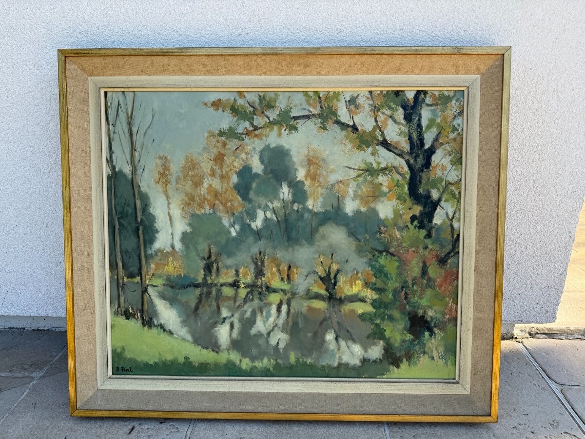 Ancien Tableau Impressionniste Signé Jesel, Vers 1950 Huile Sur Panneau-photo-1