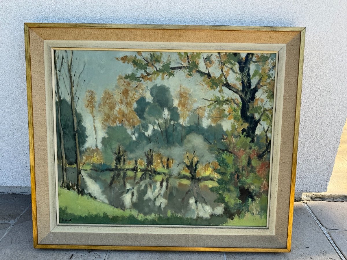 Ancien Tableau Impressionniste Signé Jesel, Vers 1950 Huile Sur Panneau-photo-5