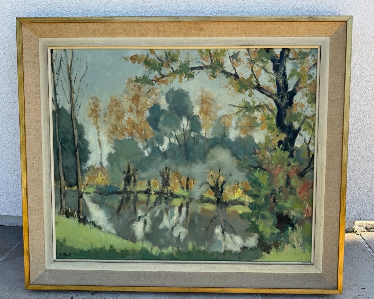 Ancien Tableau Impressionniste Signé Jesel, Vers 1950 Huile Sur Panneau