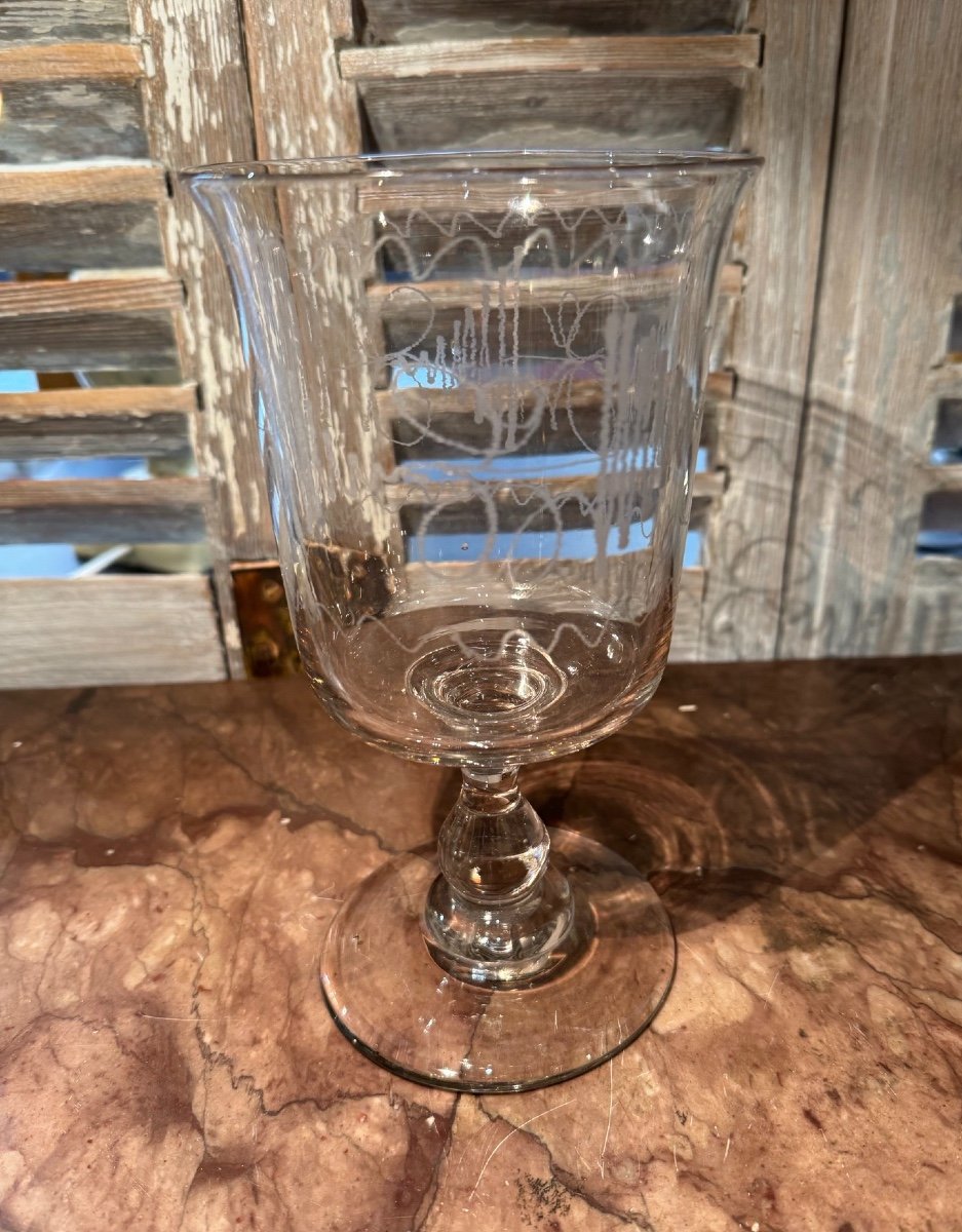 Ancien Verre Gravé, d'Origine Normandie Et époque XIX Eme Siècle Siècle Verre Normand 3