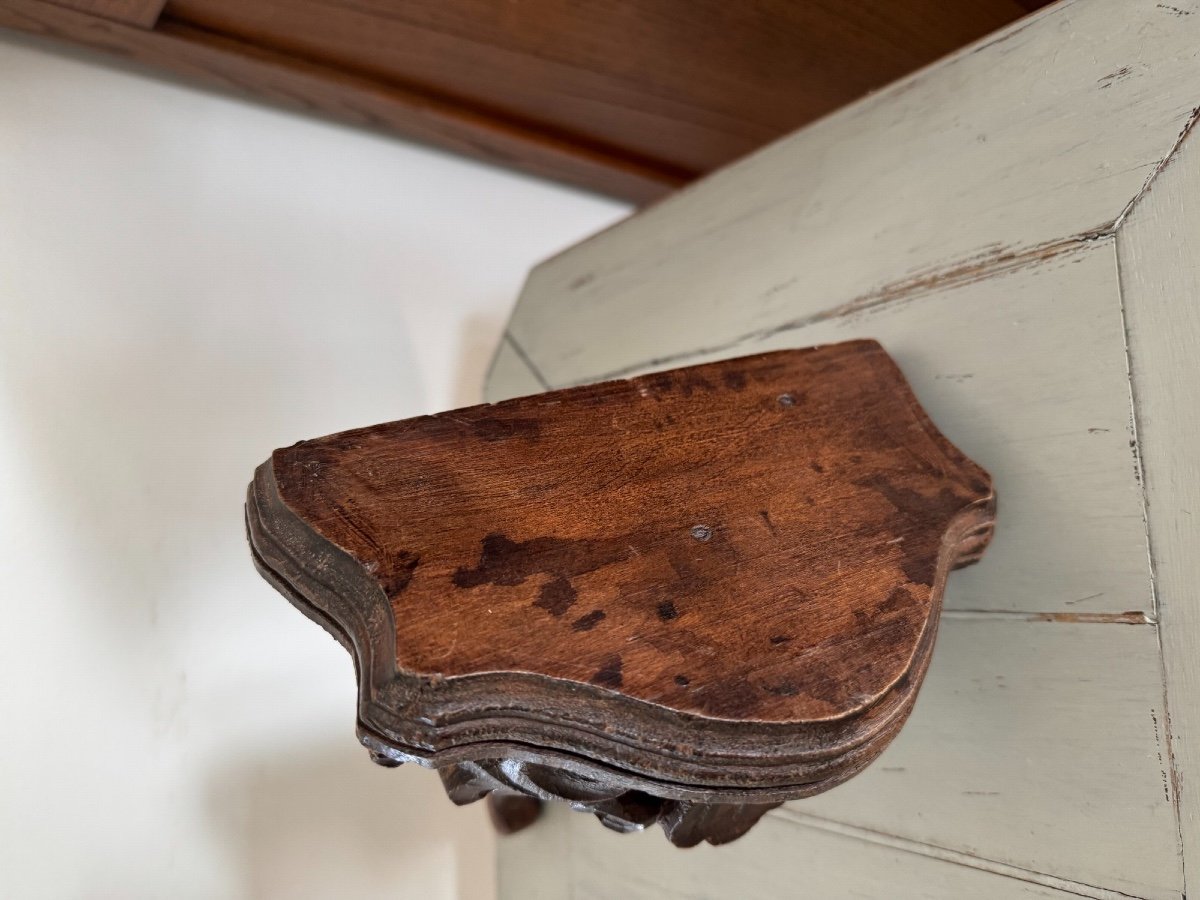 Old Small Wall Console In Carved Wood Louis XV Style Period 19th Century-photo-5