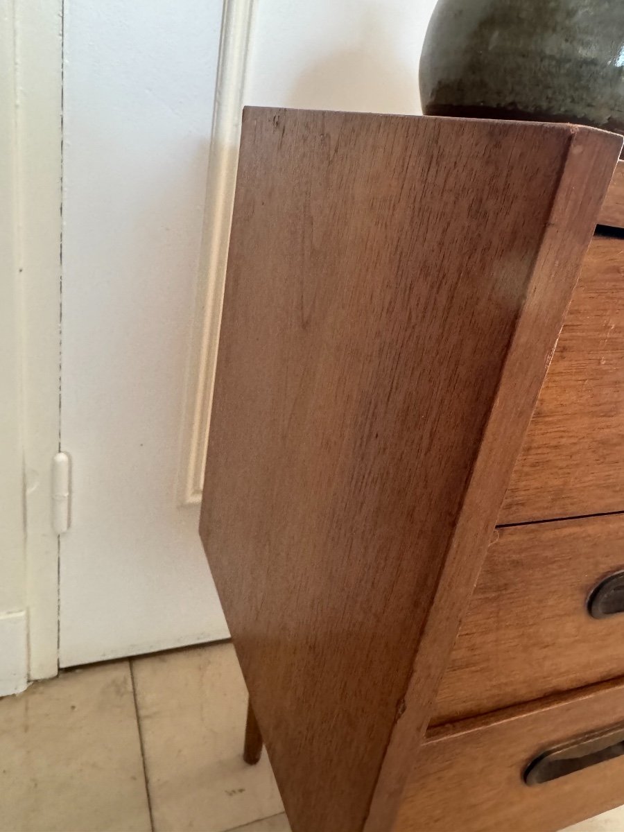 Old And Very Small Scandinavian Teak Sideboard Or Bedside Chest Of Drawers Vintage 1960-photo-2