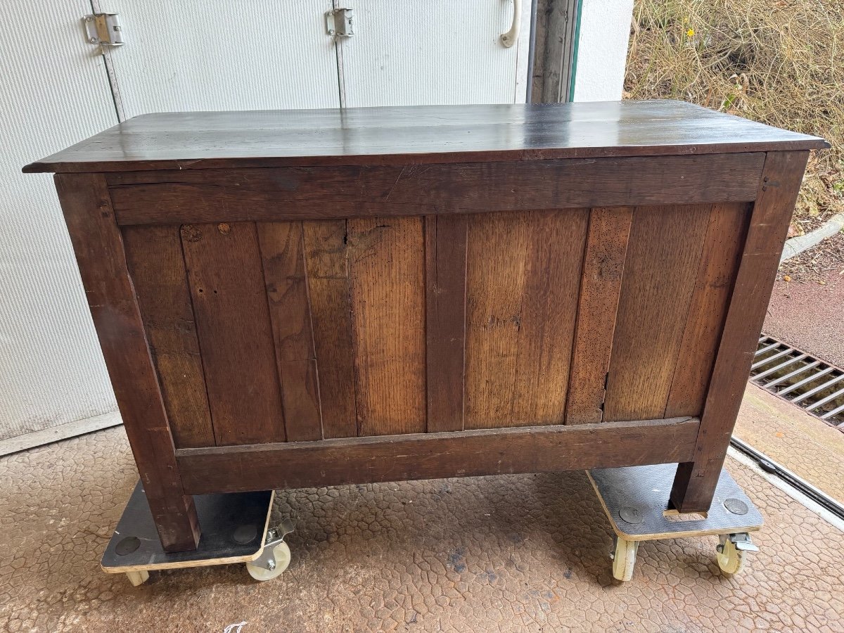 Antique 18th Century Chest Of Drawers, Called Parisian, With 3 Drawers, Black Patina, Rechampi Walnut, Louis XIV-photo-8