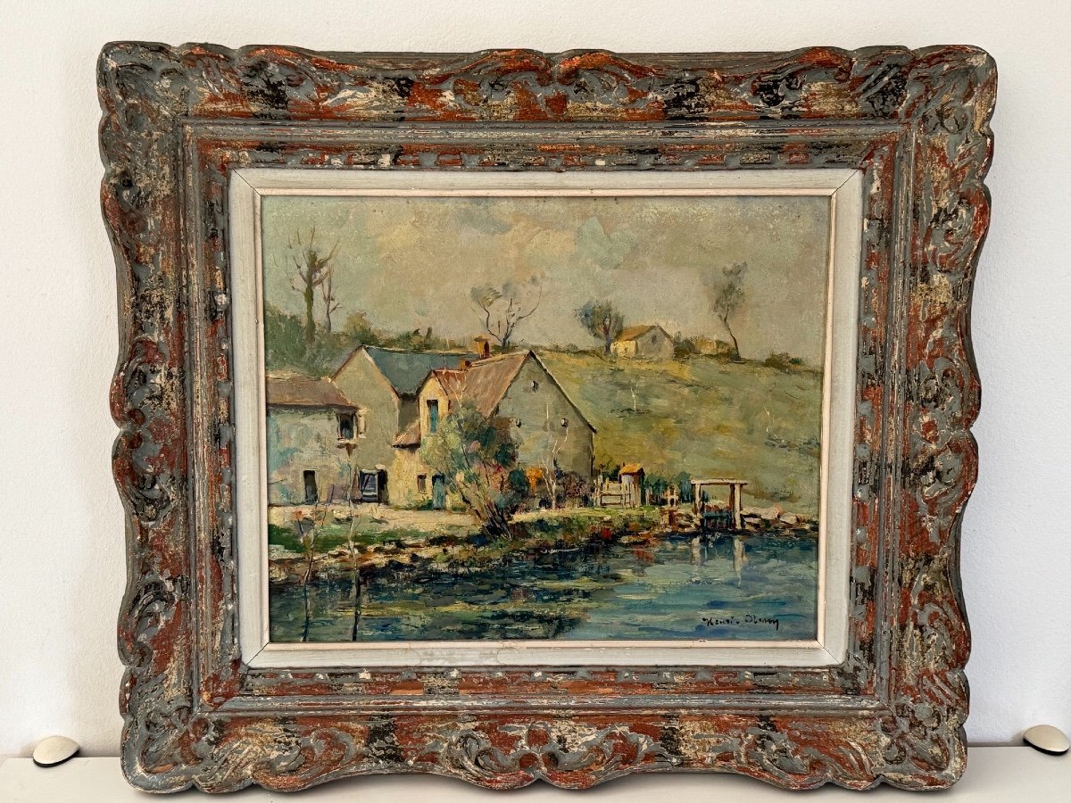 Ancien Tableau Paysage Champêtre Par Henri Stenn Huile Sur Panneau Milieu XX ème -photo-4