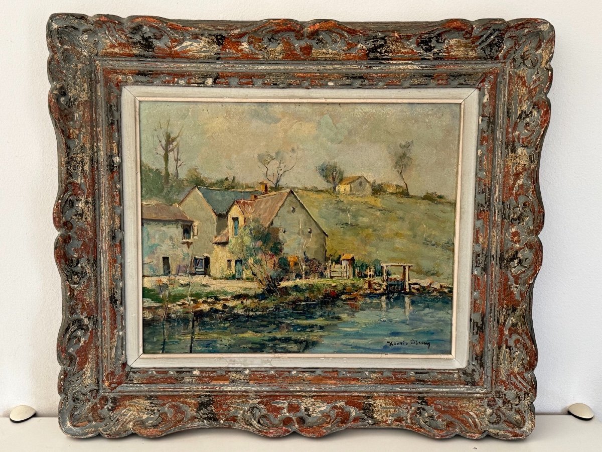 Ancien Tableau Paysage Champêtre Par Henri Stenn Huile Sur Panneau Milieu XX ème 