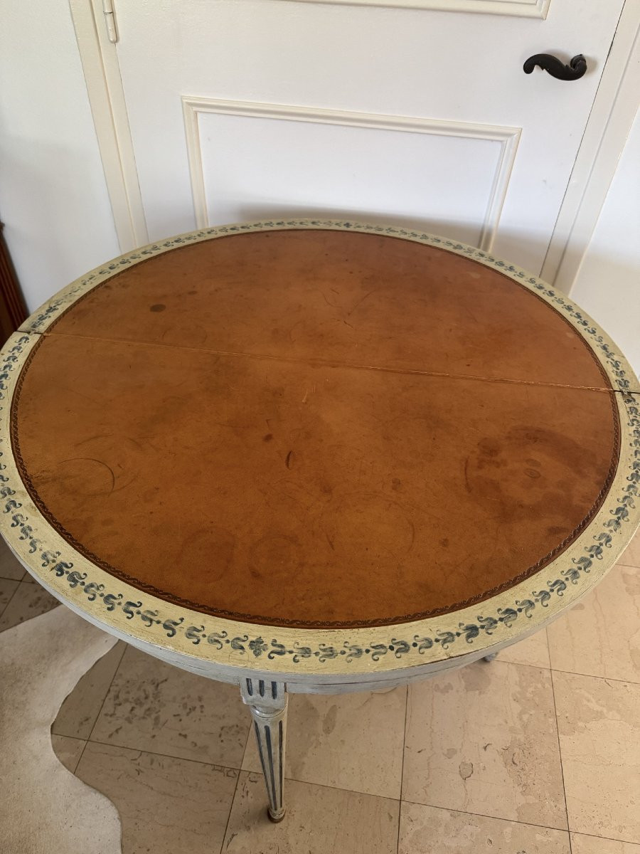 Original And Antique Half Moon Table Or Patinated Console 20th Century Game Table -photo-2