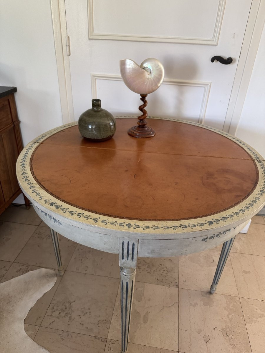 Original And Antique Half Moon Table Or Patinated Console 20th Century Game Table -photo-5