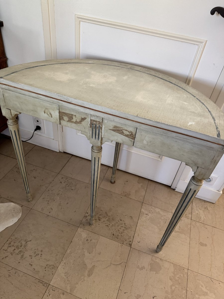 Original And Antique Half Moon Table Or Patinated Console 20th Century Game Table -photo-8