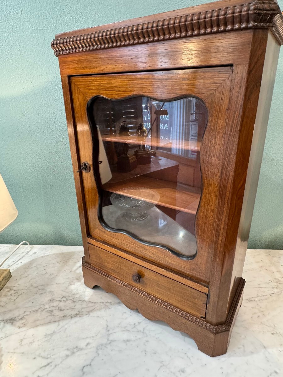 Ancienne Petite Vitrine étagere Murale En Bois Travaillé , Armoire De Maitrise Fin Du XIX Eme-photo-4