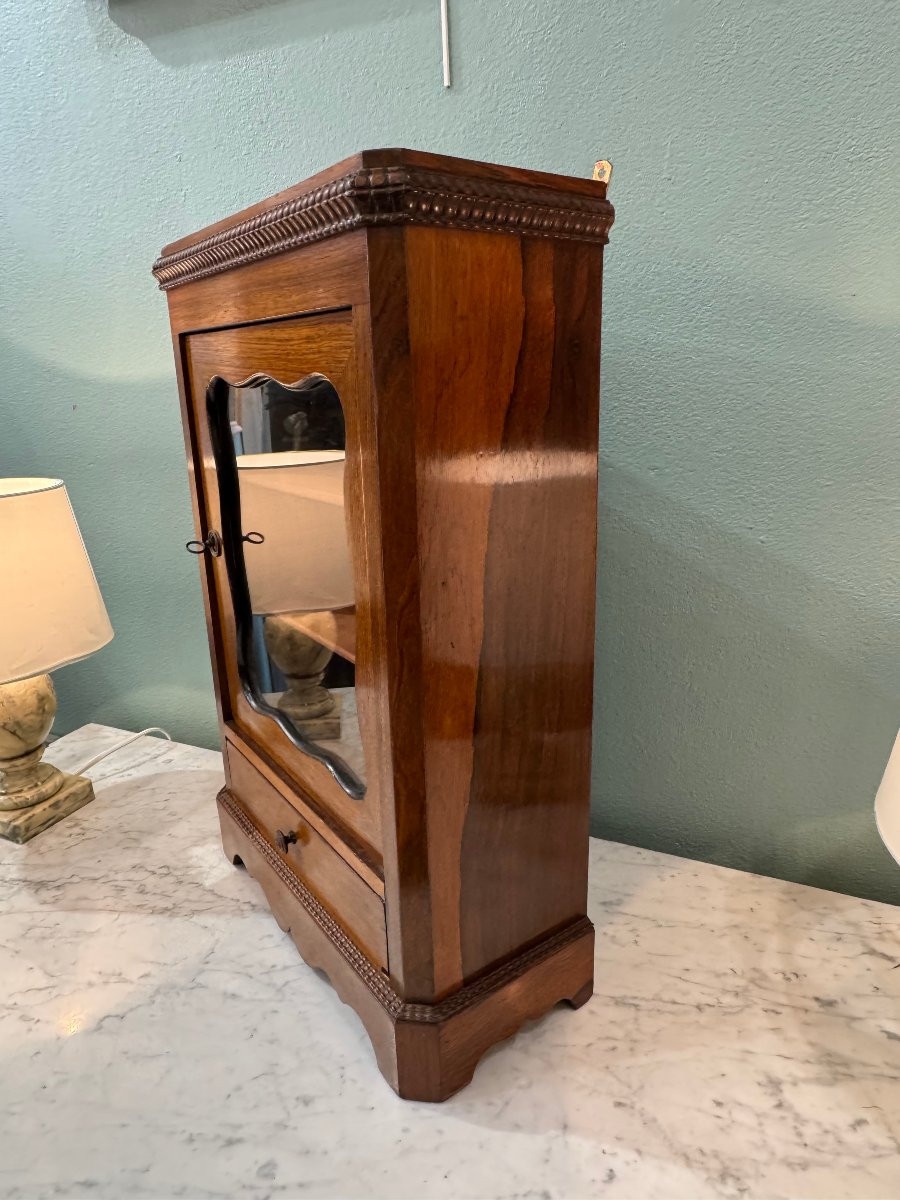 Ancienne Petite Vitrine étagere Murale En Bois Travaillé , Armoire De Maitrise Fin Du XIX Eme-photo-5