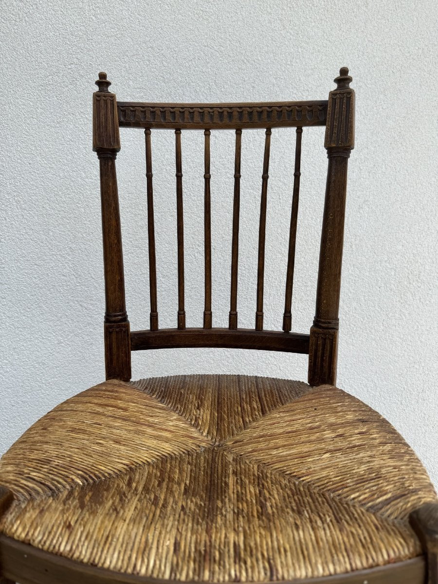 Ancienne Chaise Paillée XVIII Eme Siecle époque Louis XVI En Bois  Bonne Stabilité-photo-6