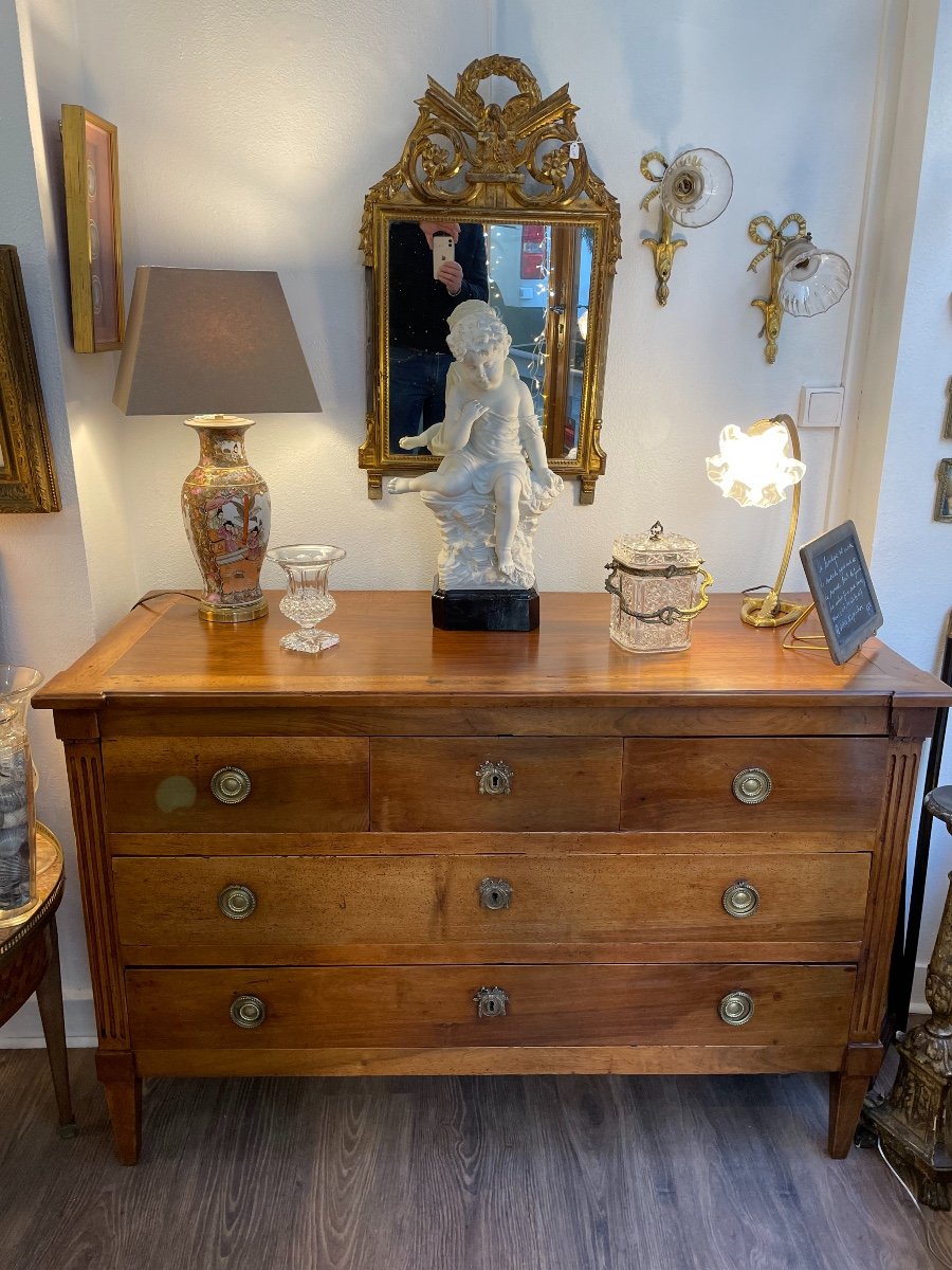 Old Directoire Commode In Walnut End Of The Eighteenth Century-photo-2