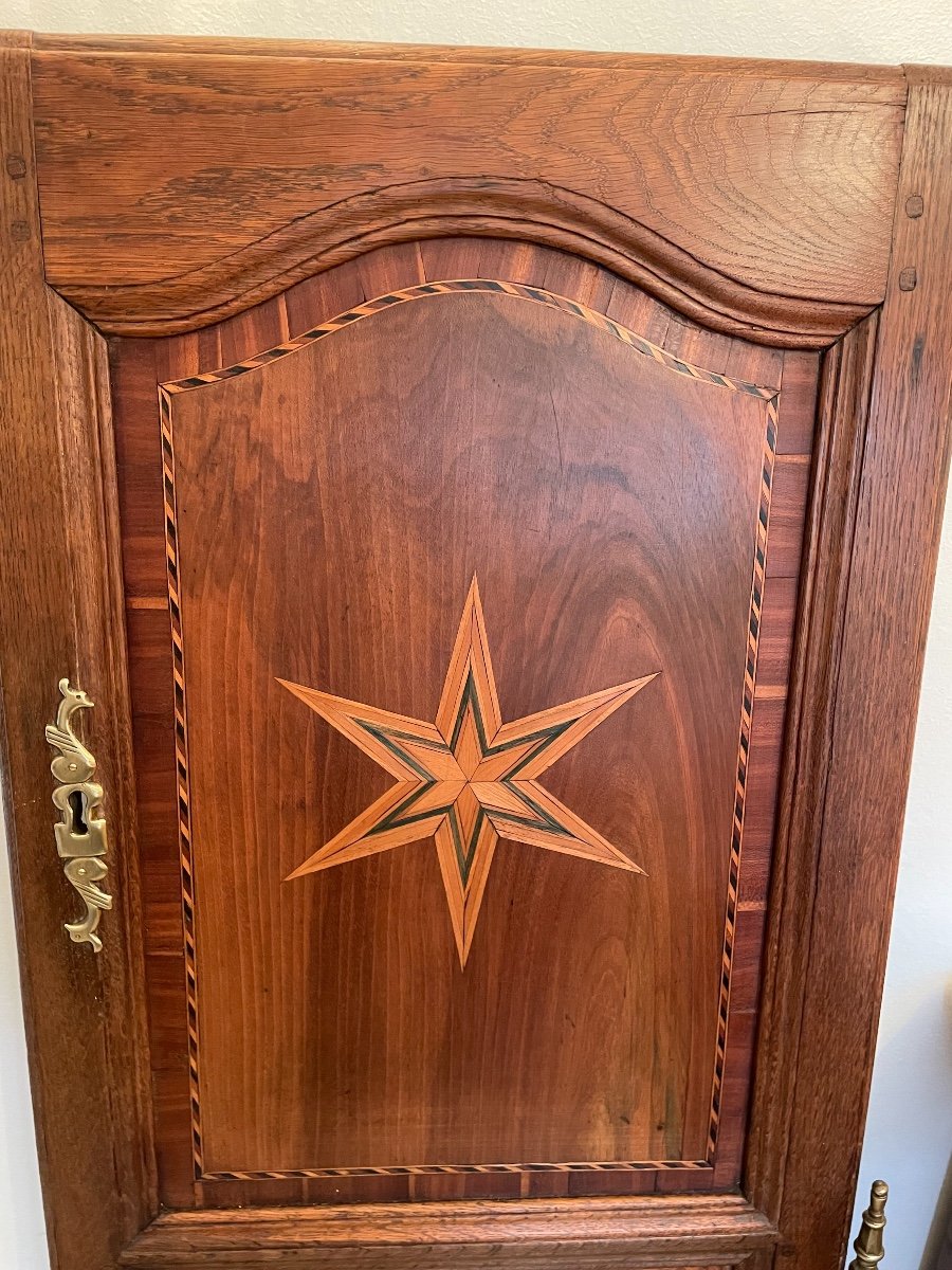 Cupboard Door, Key Box Entrance In Marquetry And Magnifying Glass Early XIXth Century-photo-3