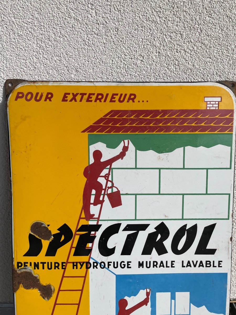 Old Enamel Plate In Tole Spectrol Advertising Epoque XX Eme Century-photo-2